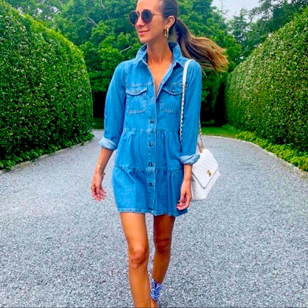 Free People Denim Tired Mini Dress